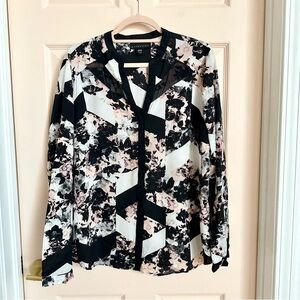 White and black attention button up